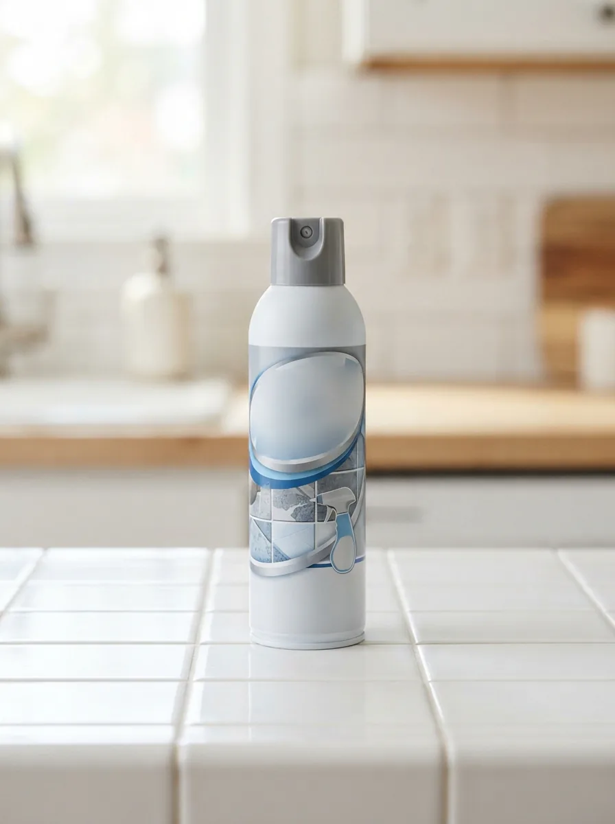 The Miracle 511 Spray-On Grout Sealer can centered on a clean, tiled surface with a soft, blurred background.